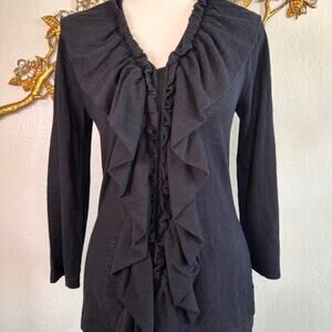 Beautiful black ruffle front top